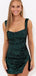 Elegant Dark Green Spaghetti Straps Sheath Sequin Cheap Simple Short Homecoming Dresses,QB0432