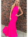 Elegant Halter Bright Pink Strapless Mermaid Evening Prom Dresses,WGP474