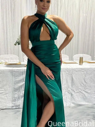 Sexy Halter Notched Mermaid Long Prom Dress Ideas, Evening Party Dresses,WGP2075