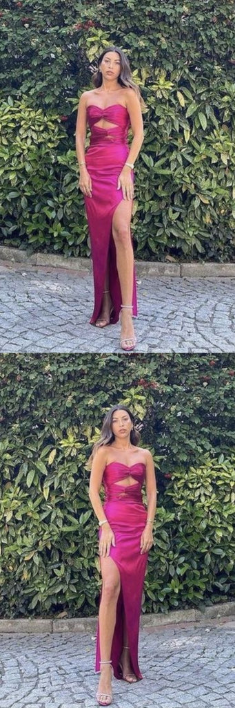 Fashion Strapless Mermaid Side Slit Party Dress Long Prom Dresses to Impress ,WGP1575