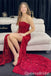 Sparkle Strapless Red Mermaid Evening Gown Maxi Long Evening Party Prom Dresses with Slit,WGP1097