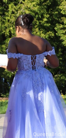 Gorgeous Off-shoulder A-line Long Prom Dress Ideas, Evening Party Dresses,WGP2077