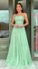 Green Strapless A-line Evening Gown Long Evening Party Prom Dresses ,WGP1288