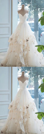 Stunning Spaghetti Straps V Neck Embroidery A-line Party Dress Long Prom Dresses to Impress ,WGP1577