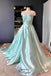 Elegant Blue Strapless A-line Long Party Dress Prom Dresses,WGP1760