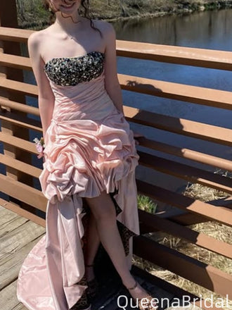 Gorgeous Strapless High-low Long Prom Dress Ideas, Evening Party Dresses,WGP2079