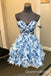 Sexy White and Blue Sweetheart A-line Graduation Party Short Homecoming Dress Formal Evening Party Dress, QB0839