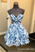 Sexy White and Blue Sweetheart A-line Graduation Party Short Homecoming Dress Formal Evening Party Dress, QB0839