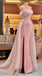 Shiny Pink Off Shoulder Mermaid Side Slit Long Party Dress Prom Dresses,WGP1763