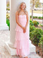 Pink/Blue A-line Layer Strapless Sweetheart Evening Gown Maxi Long Evening Party Prom Dresses,WGP1100