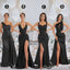 Stylish Mismatched Black Long Bridesmaid Dresses,BDS0228