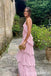 Light Pink Halter Tiered A-line Evening Gown Long Evening Party Prom Dresses ,WGP1291