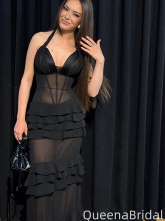 Sexy Halter V-neck Mermaid Long Prom Dress Ideas, Evening Party Dresses,WGP2081