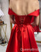 Sexy Red Off the Shoulder V Neck Lace up Back A-line Long Party Dress Long Prom Dresses to Impress ,WGP1417