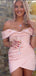 Sexy Unique Pink Mermaid Off Shoulder Pleats Homecoming Dresses Tight , QB0543