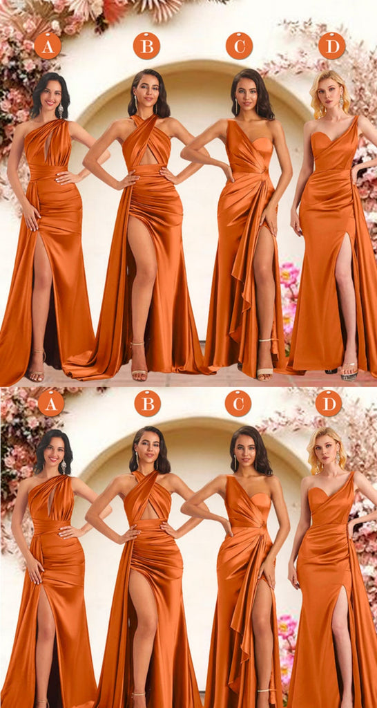 Stylish Mismatched Orange Long Bridesmaid Dresses,BDS0229