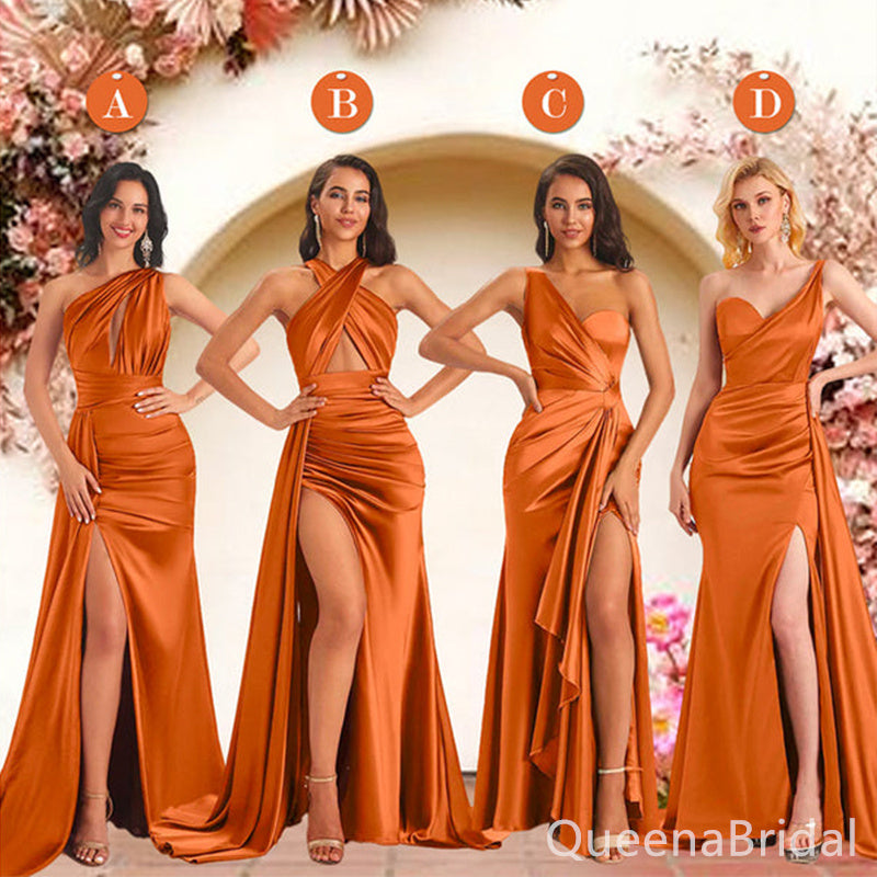 Stylish Mismatched Orange Long Bridesmaid Dresses,BDS0229