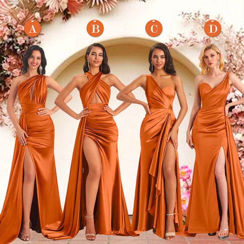 Stylish Mismatched Orange Long Bridesmaid Dresses,BDS0229 QueenaBridal Stylish Mismatched Orange Long Bridesmaid Dresses,BDS0229 QueenaBridal