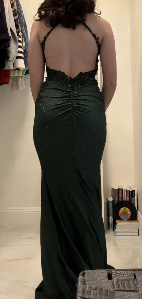Sexy Dark Green Mermaid Appliques  Pleats Long Evening Prom Dresses,WGP421