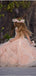 Elegant Light Pink Ruffle Tulle A- Line Cheap Long Flower Girl Dresses, FGS0035