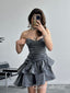 Elegant Grey Ruffles Pleats Mermaid Cheap Simple Short Homecoming Dresses, QB0409