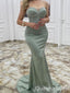 Charming Beaded High-end Sexy Mint Green Strapless Mermaid Evening Gown Long Formal Dresses Prom Dresses,WGP773