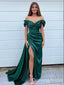 Sexy Green Sweetheart Off-the-shoulder High Slit Sheath Evening Gown Long Prom Dresses,WGP735