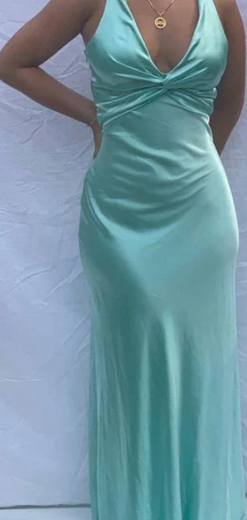 Sexy Mermaid Deep V Neck Cheap Long Simple Evening Gown Prom Dresses,WGP535