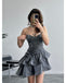 Elegant Grey Ruffles Pleats Mermaid Cheap Simple Short Homecoming Dresses, QB0409