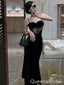 Sexy Black Spaghetti Straps Mermaid Sweet Heart Long Evening Prom Dresses,WGP448