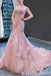 Elegant Pink Floral Strapless Sweetheart Mermaid Lace up Back Party Dress Long Prom Dresses to Impress ,WGP1698