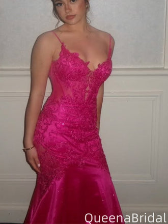 Gorgeous Spaghetti Strap Mermaid Long Prom Dress Ideas, Evening Party Dresses,WGP2084