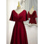 Red A-line V Neck Lace up Back Party Dress Long Prom Dresses to Impress ,WGP1584