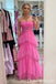 Hot Pink A-line Fluffy Evening Gown Long Evening Party Prom Dresses ,WGP1294