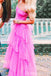 Hot Pink A-line Fluffy Evening Gown Long Evening Party Prom Dresses ,WGP1294