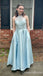 Stunning Light Blue Jewel Lace Appliques A-line Long Party Dress Prom Dresses with Pockets,WGP1768