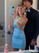 Sexy Blue Mermaid Halter Graduation Party Short Homecoming Dress Formal Evening Party Dress Tight, QB0842