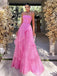 Pink Strapless A-line Evening Gown Long Evening Party Prom Dresses ,WGP1297