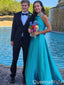 Elegant Blue Halter Beaded A-line Long Party Dress Prom Dresses ,WGP1769