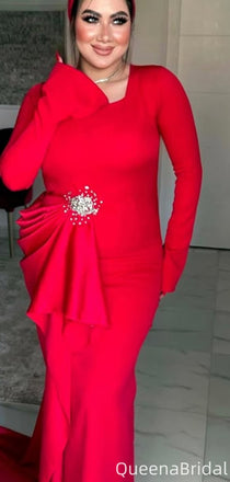 Formal Long Sleeves Square Mermaid Long Prom Dress Ideas, Evening Party Dresses,WGP2089