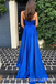 Sexy Blue Plunging A-line Side Slit Party Dress Long Prom Dresses to Impress ,WGP1508