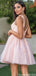 Gorgeous Spaghetti Strap V-neck A-line Short Mini Homecoming Dress,QB1001