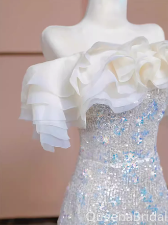 Gorgeous Silver Strapless Mermaid Long Party Dress Prom Dresses ,WGP1774