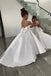 Elegant White Tulle Satin A- Line Cheap Simple Long Flower Girl Dresses, FGS0036