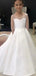 Elegant White Tulle Satin A- Line Cheap Simple Long Flower Girl Dresses, FGS0036