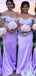 Elegant Light Purple Lace Appliques Off Shoulder Mermaid Simple Bridesmaid Dresses, BDS0192