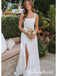 Elegant White Strapless Side Slit Ruffle Evening Prom Dresses,WGP476