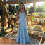 Popular Blue Sheath Spaghetti Straps Long Party Prom Dresses,Evening Dresses,WGP380