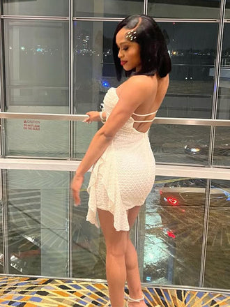 Sexy White Straight Across Homecoming Dress Graduation Party Dress , QB0897