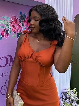 Elegant Orange Bow A-line Long Formal Gown to Impress,WGP1782